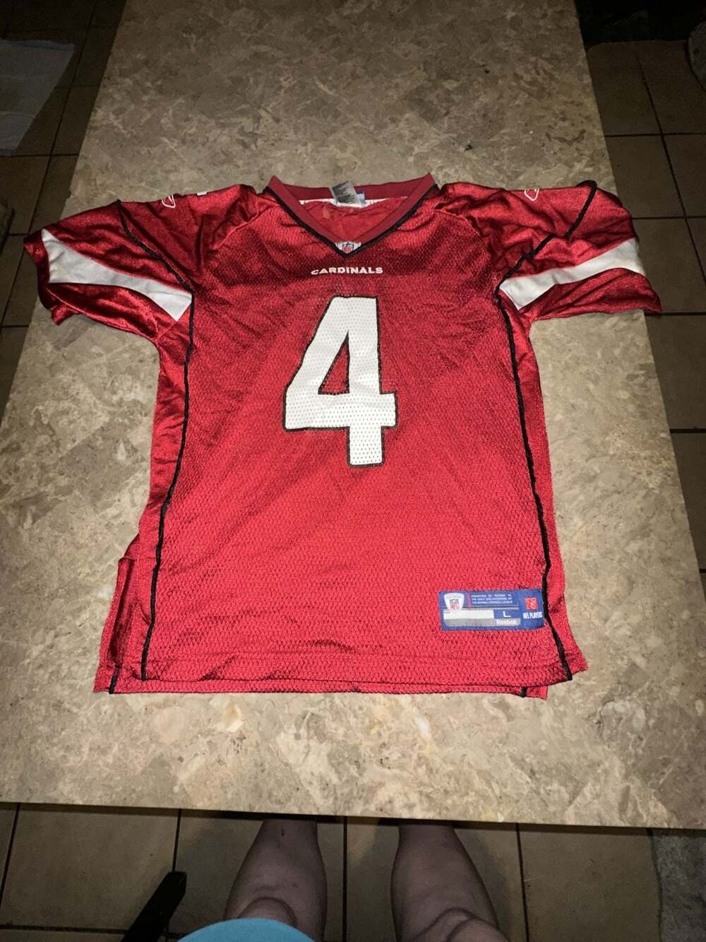 Reebok Arizona Cardinals #4 Kevin Kolb NFL On Field jersey YL (14-16)